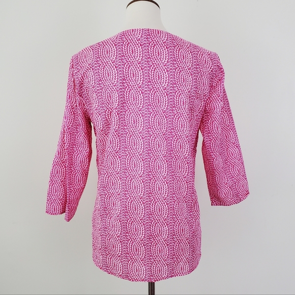 Talbots Embroidered Split Neck Tunic Top - Picture 9 of 11